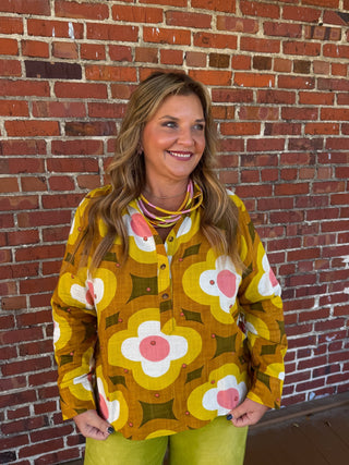 retro floral pattern flowy top