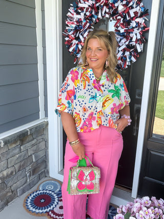 Ivy Jane | Vibrant Abstract Print Popover Dolman Blouse
