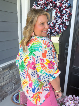 Ivy Jane | Vibrant Abstract Print Popover Dolman Blouse