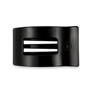 Jet Black Medium Flat Rectangle Hair Clip.