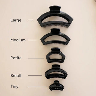 Jet black open claw hair clips.