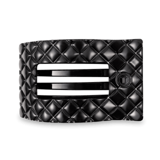 Jet Black Quilted Large Flat Rectangle Hair Clip
