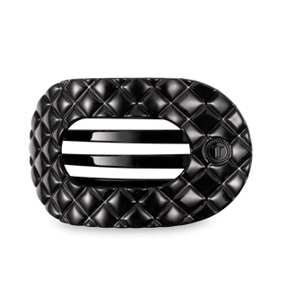 Jet Black Quilted Large Flat Round Clip