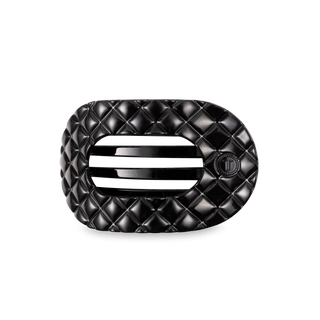 Jet Black Quilted Medium Flat Round Clip