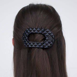 Jet Black Quilted Medium Flat Round Clip
