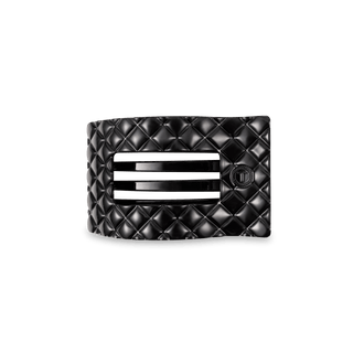 Jet Black Quilted Small Flat Rectangle Hair Clip