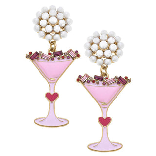 Jewel Martini Enamel Earrings - Pink & Fuchsia