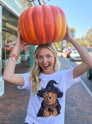 Tshirt with cheetah dressed as witch with bling