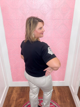 Judy Blue | Shine Like A Diamond Silver Faux Leather Pant, silver shiny pants, judy blue, boot cut, faux leather, halloween, christmas, new years, new years eve, womans, denim, stretch