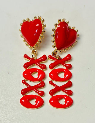 XOXO Valentine's earrings.