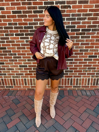 Lace-Trim Pocket Shorts | Brown