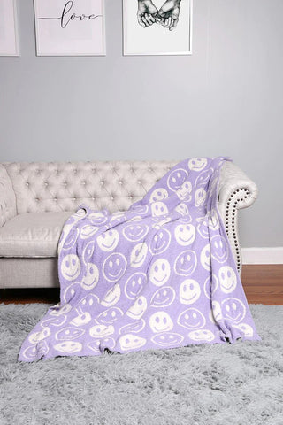 Lavender Happy Face Cozy Blanket