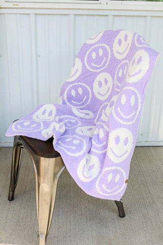 Lavender Happy Face Cozy Blanket