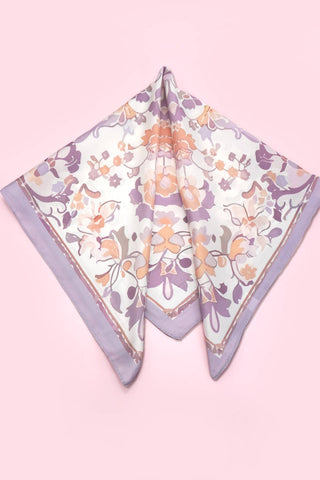 Lavender Traditional Print Silky Bandana Scarf