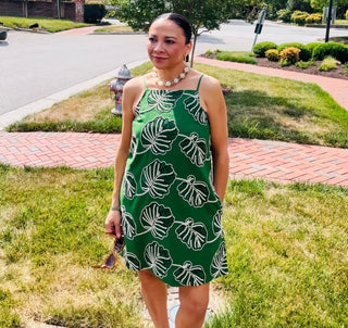 palm leaf mini dress