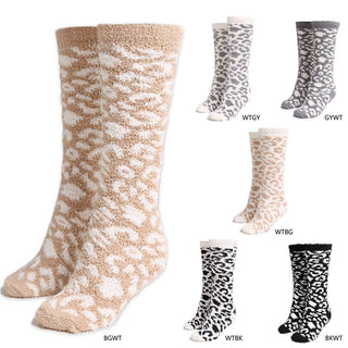 Leopard print knee high socks in various colors