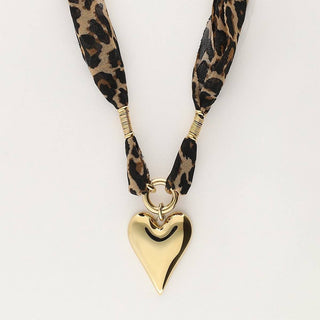 Leopard Print Heart Scarf Necklace
