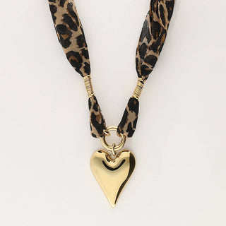 Leopard Print Heart Scarf Necklace