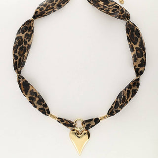 Leopard Print Heart Scarf Necklace