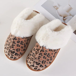 Leopard Print Slippers W/ White Fur