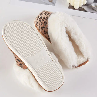 Leopard Print Slippers W/ White Fur