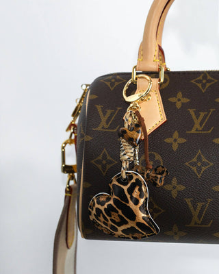 Leopard Puffed Heart Rope Bag Charm