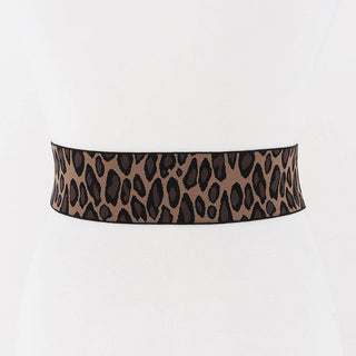 Leopard Square Interlock Buckle Stretch Belt