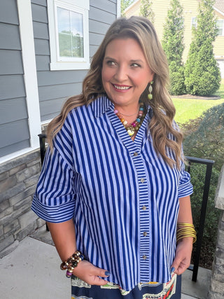 Lexi Striped Short Sleeve Blouse