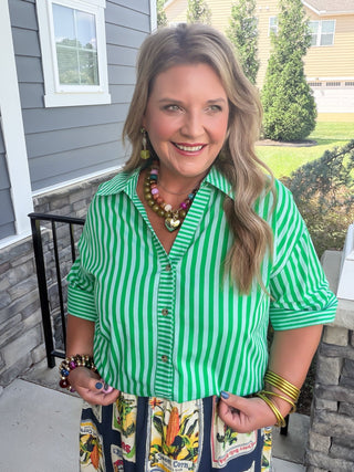 Lexi Striped Short Sleeve Blouse