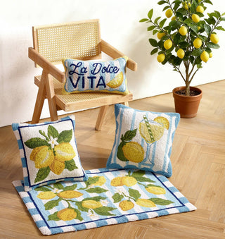 Limoncello Spritz Hand-Hooked Wool Throw Pillow