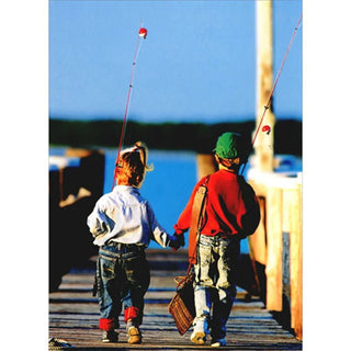 Little Girl & Boy Fishing | Anniversary Greeting Card