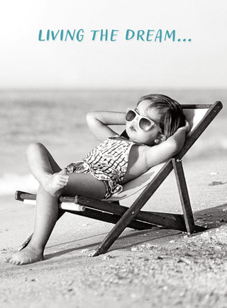 Little Kid Relaxing On Beach | Birthday Greeting Card
