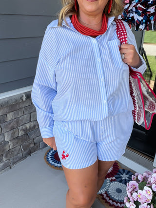 "Lobster Lane" Stripe Short Outfit