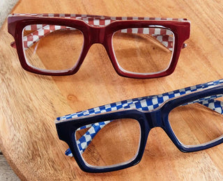 Louie Reading Glasses Dark Red/Check
