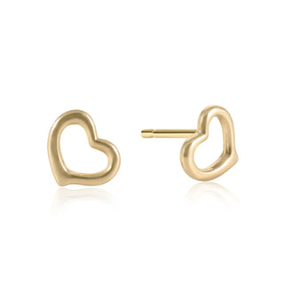 Gold heart-shaped earrings.