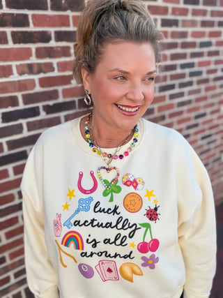 "Luck Actually is All Around" Crop Sweatshirt
