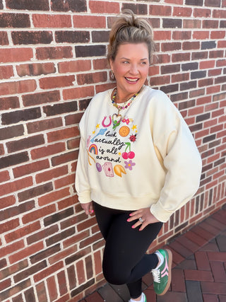 "Luck Actually is All Around" Crop Sweatshirt