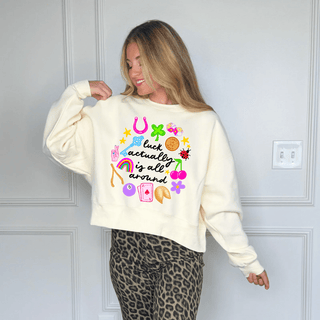 "Luck Actually is All Around" Crop Sweatshirt