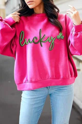 lucky pink sweatshirt