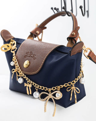 Luxe Coquette Bow & Pearl Bag Charm Chain