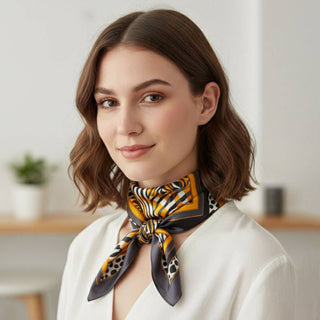 Luxury Zebra & Leopard Print Silky Satin Square Scarf