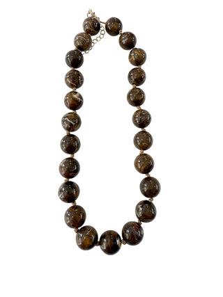 brown wood beaded necklace