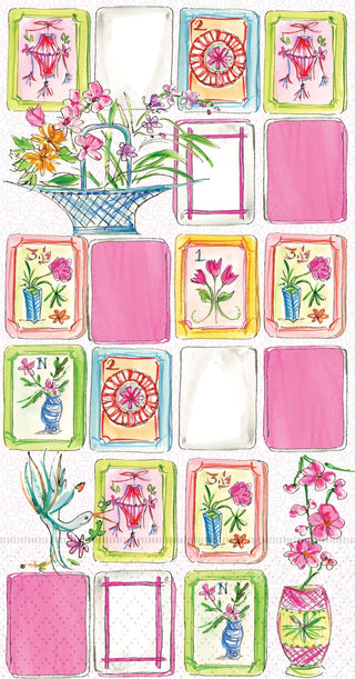 Mahjong pink paper guest towels.