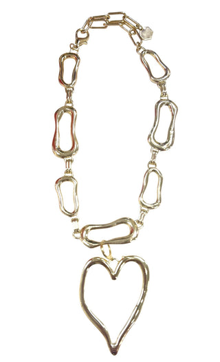 Gold chain necklace with a heart-shaped pendant 
