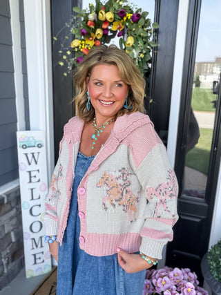 cowboy on horse cardigan sweater