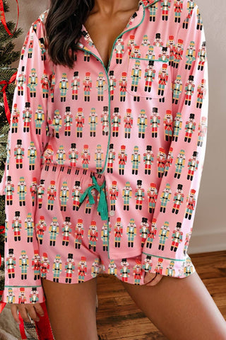 Pink pajama set with nutcracker pattern 