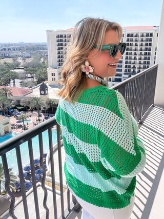 "MARGARITA" Striped Mesh Sweater