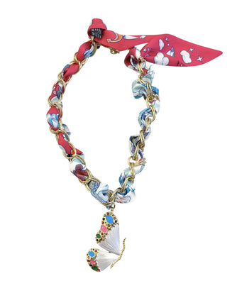 Scarf Chain Necklace with butterfly charm.