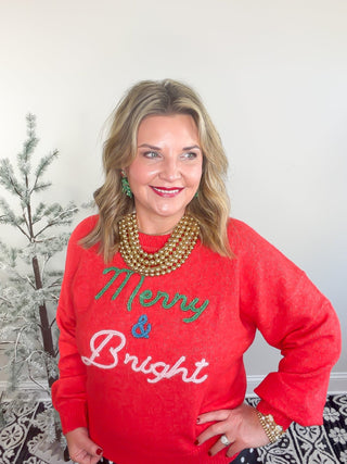 red merry and bright sweater