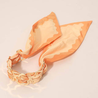 Metal Floral Ring Patterned Fabric Scarf Adjustable Bracelet